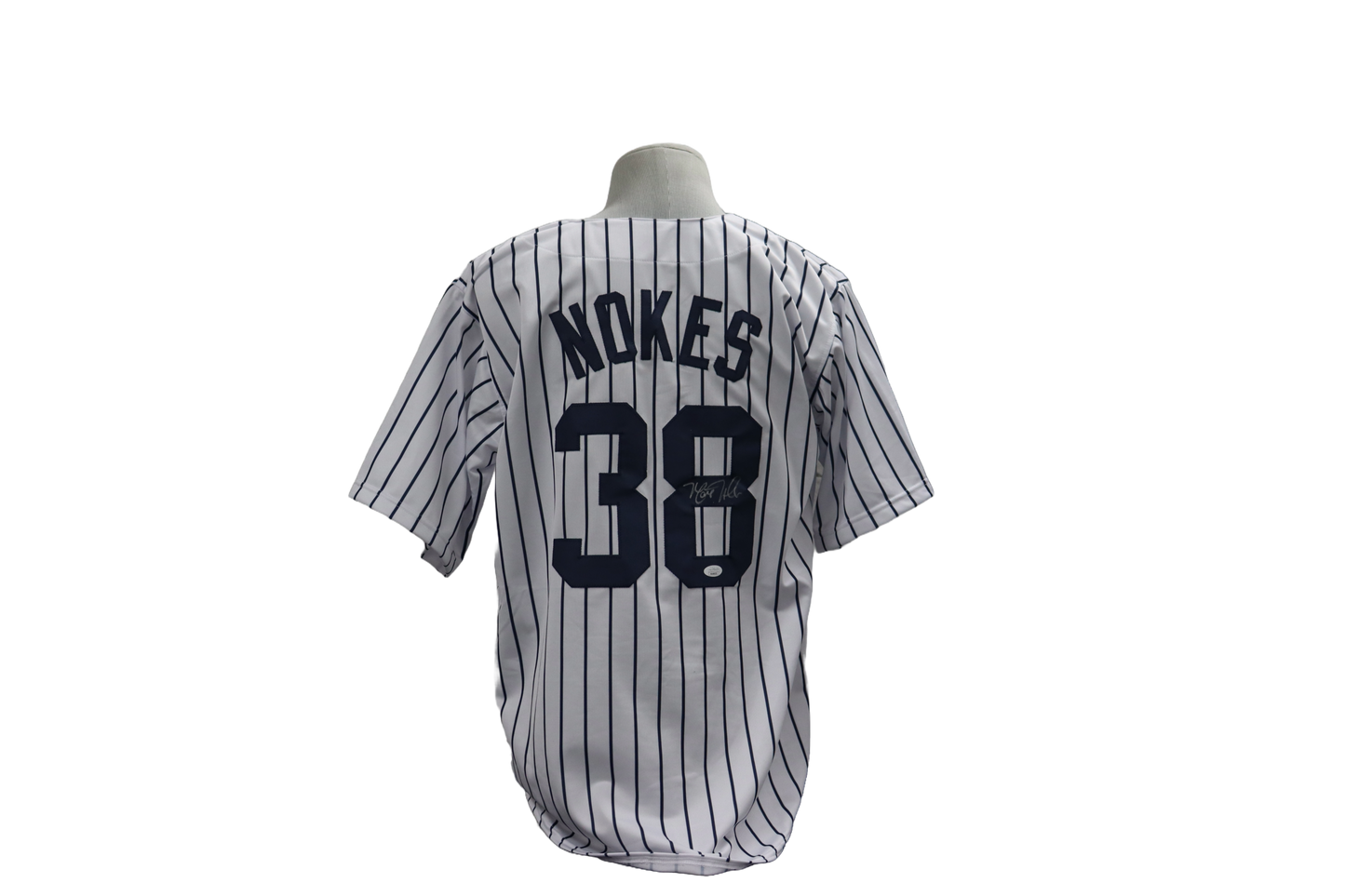 MATT NOKES CUSTOM AUTOGRAPHED WHITE PINSTRIPES JERSEY (JSA)