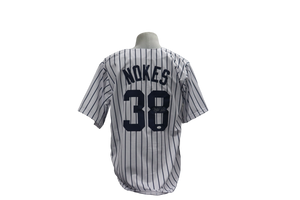 MATT NOKES CUSTOM AUTOGRAPHED WHITE PINSTRIPES JERSEY (JSA)