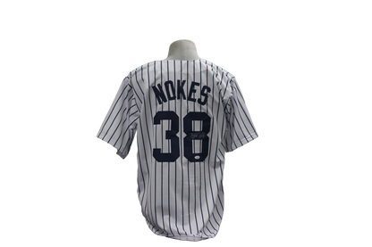 MATT NOKES CUSTOM AUTOGRAPHED WHITE PINSTRIPES JERSEY (JSA)