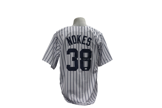 MATT NOKES CUSTOM AUTOGRAPHED WHITE PINSTRIPES JERSEY (JSA)