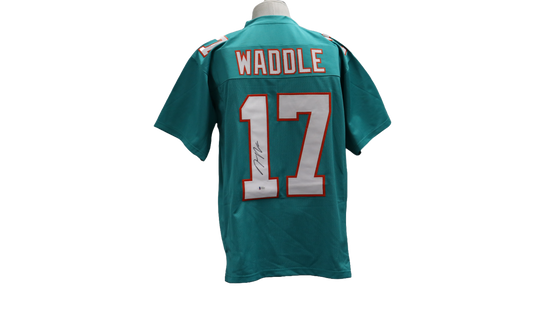 JAYLEN WADDLE CUSTOM AUTOGRAPHED AQUA GREEN JERSEY (BECKETT)