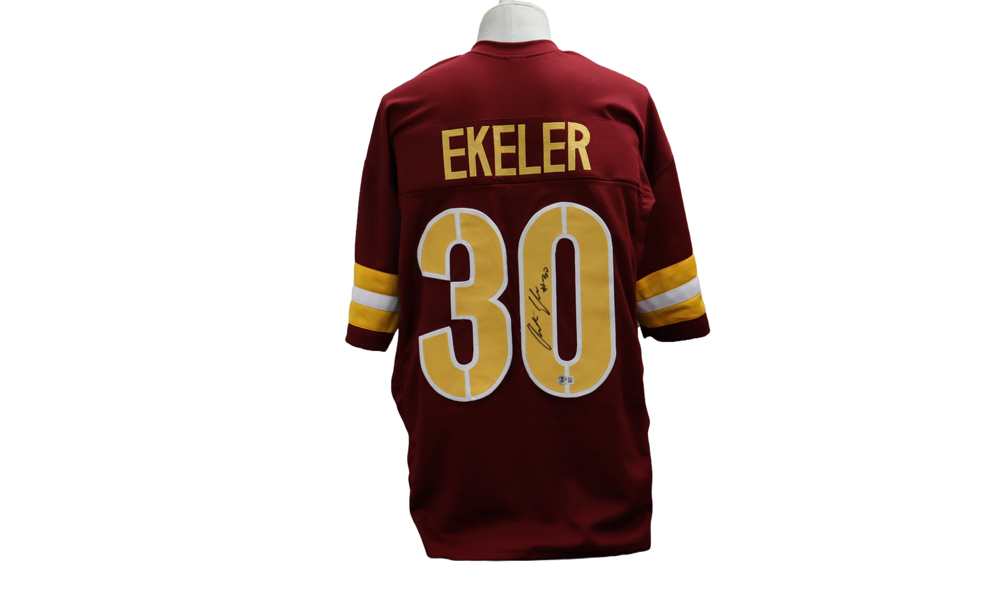 AUSTIN EKELER CUSTOM AUTOGRAPHED BURGUNDY JERSEY (BECKETT)