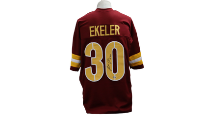 AUSTIN EKELER CUSTOM AUTOGRAPHED BURGUNDY JERSEY (BECKETT)