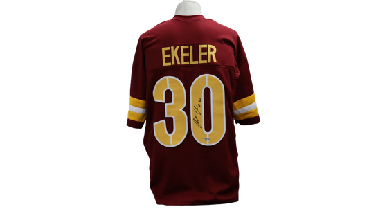 AUSTIN EKELER CUSTOM AUTOGRAPHED BURGUNDY JERSEY (BECKETT)