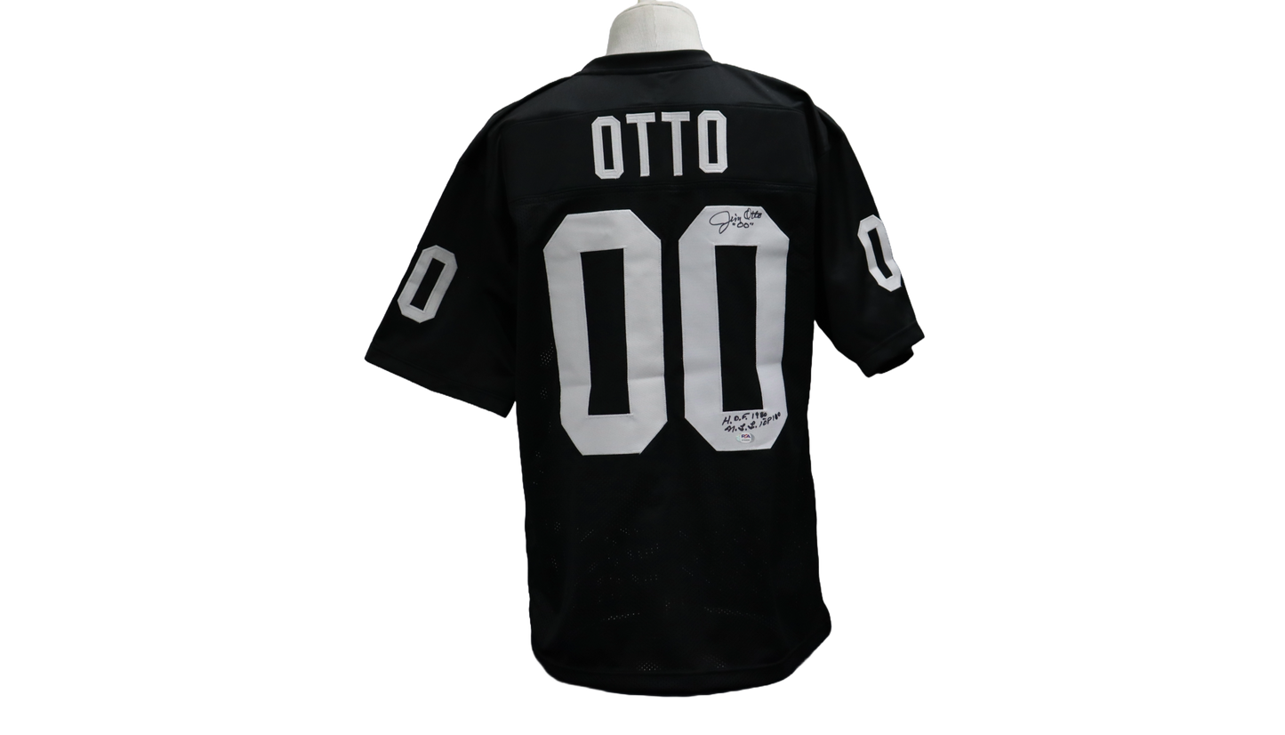 JIM OTTO CUSTOM AUTOGRAPHED BLACK JERSEY (PSA)