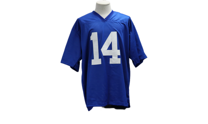 Y.A. TITTLE CUSTOM AUTOGRAPHED BLUE JERSEY (JSA)