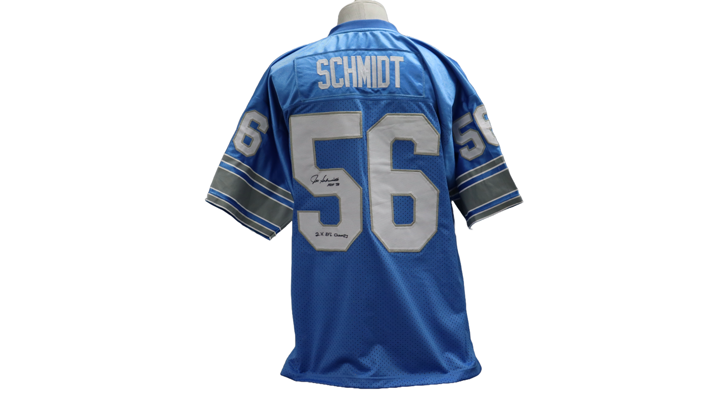 JOE SCHMIDT CUSTOM AUTOGRAPHED BLUE JERSEY