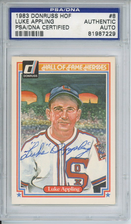 1983 DONRUSS HOF HEROES LUKE APPLING #8 HOF AUTOGRAPH PSA/DNA