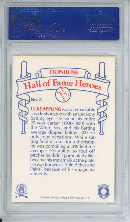 1983 DONRUSS HOF HEROES LUKE APPLING #8 HOF AUTOGRAPH PSA/DNA
