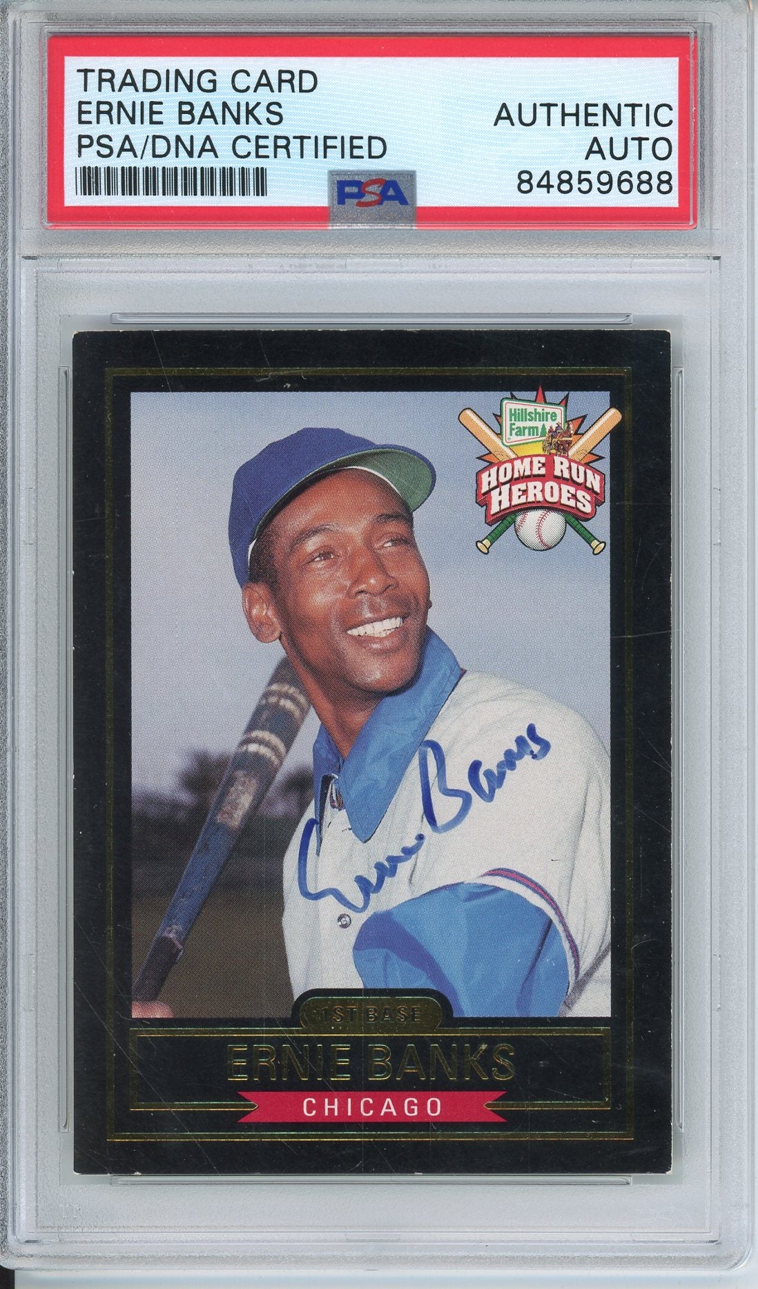 1999 HILLSHIRE FARMS ERNIE BANKS #1 HOF AUTOGRAPH PSA/DNA