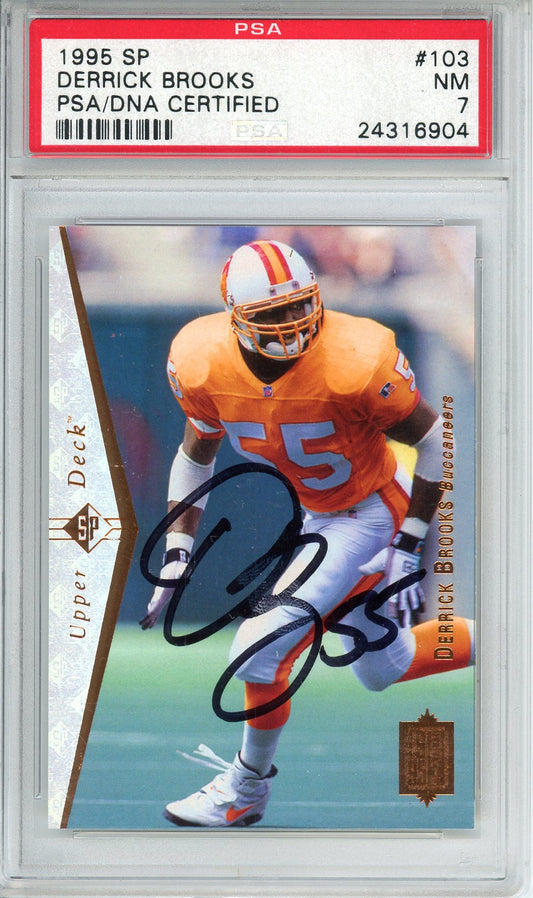 1995 UPPER DECK SP DERRICK BROOKS #103 HOF AUTOGRAPH PSA/DNA