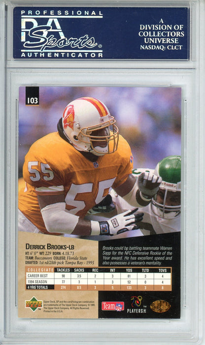 1995 UPPER DECK SP DERRICK BROOKS #103 HOF AUTOGRAPH PSA/DNA