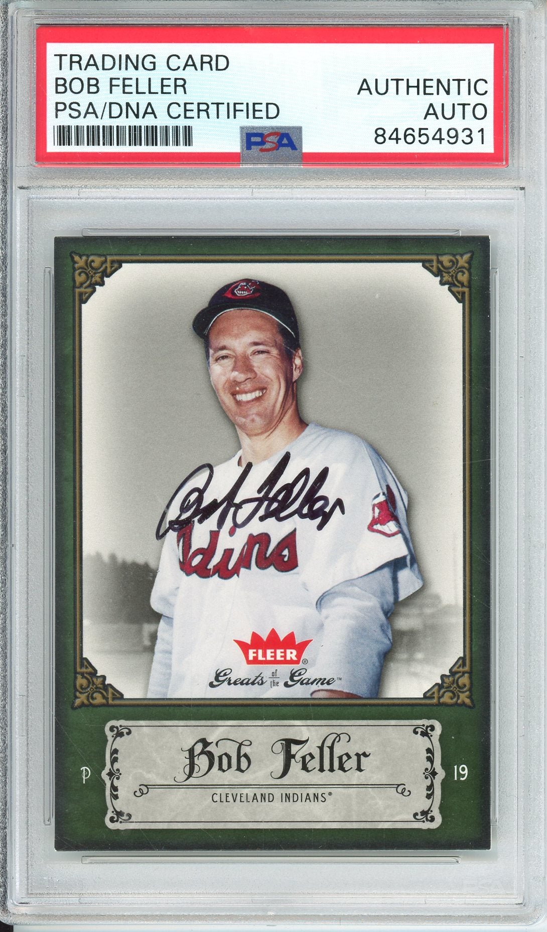2006 FLEER GREATS OF THE GAME BOB FELLER #11 HOF PSA/DNA AUTHENTIC AUTO