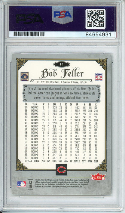 2006 FLEER GREATS OF THE GAME BOB FELLER #11 HOF PSA/DNA AUTHENTIC AUTO