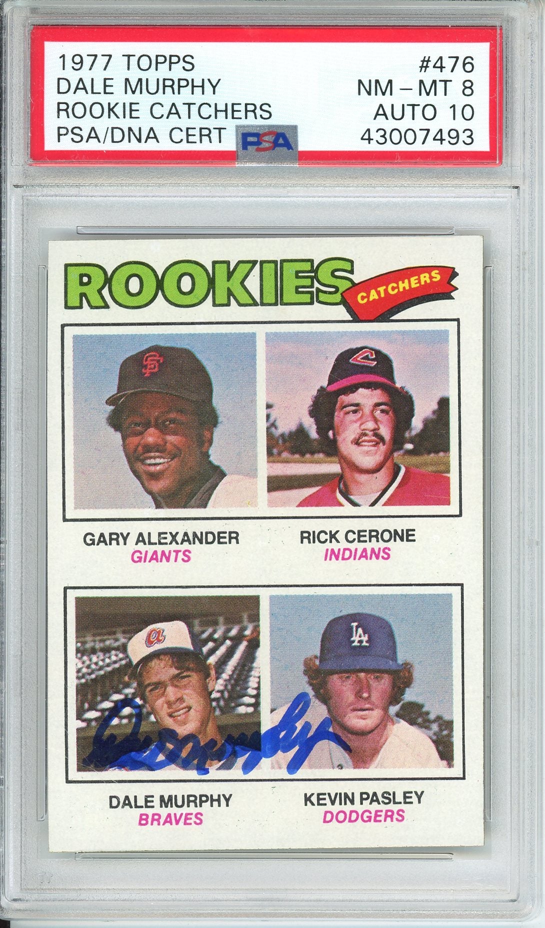 1977 TOPPS ROOKIES CATHERS DALE MURPHY #476 PSA/DNA NM-MT 8 AUTO 10