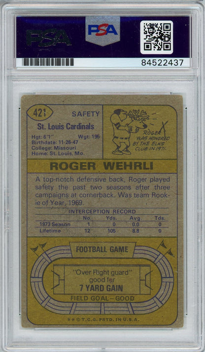 1974 TOPPS ROGER WEHRLI AUTO CARD PSA/DNA