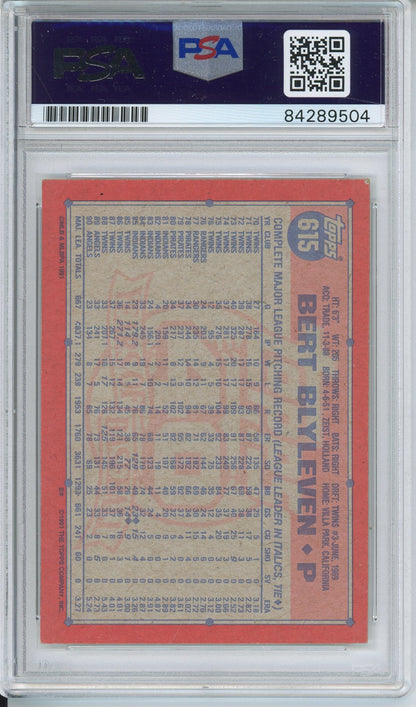 1991 TOPPS BERT BLYLEVEN #615 HOF AUTOGRAPH PSA/DNA