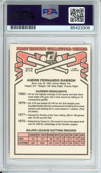 1981 DONRUSS ANDRE DAWSON #212 FIRST EDITION COLLECTOR SERIES PSA/DNA AUTHENTIC AUTO