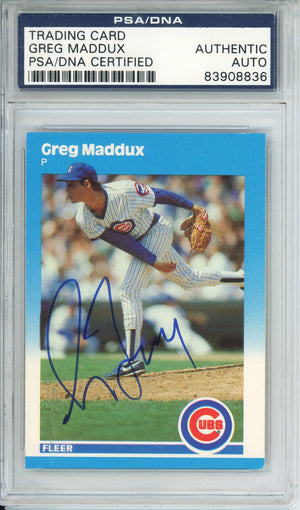 1987 FLEER BASEBALL GREG MADDUX #U-68 CUBS ROOKIE CARD HOF PSA/DNA AUTHENTIC AUTO