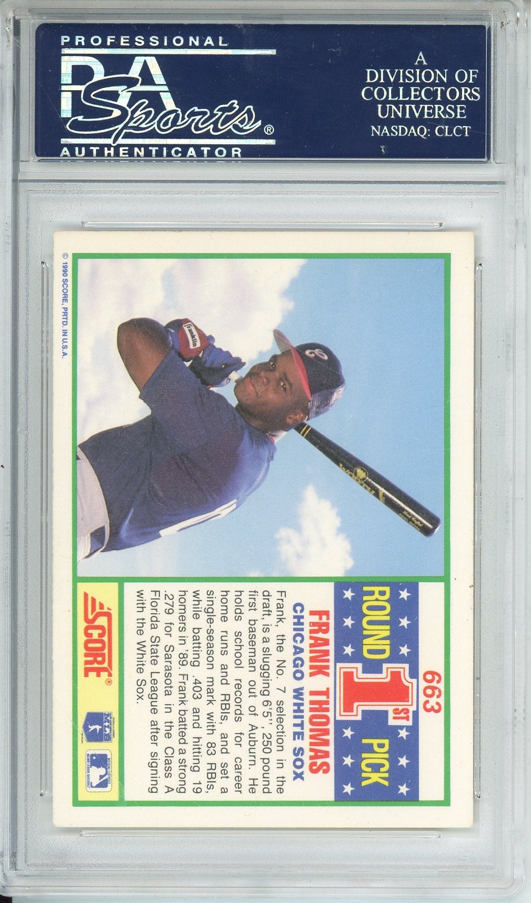 1990 SCORE FRANK THOMAS HOF PSA/DNA AUTHENTIC AUTO
