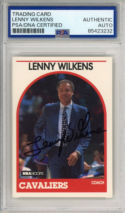1989 NBA HOOPS LENNY WILKENS #216 CAVALIERS COACH HOF AUTOGRAPH PSA/DNA AUTHENTIC AUTO