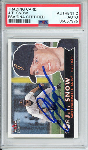 2001 FLEER TRADITION J.T. SNOW #248 GIANTS HOF PSA/DNA AUTHENTIC AUTO