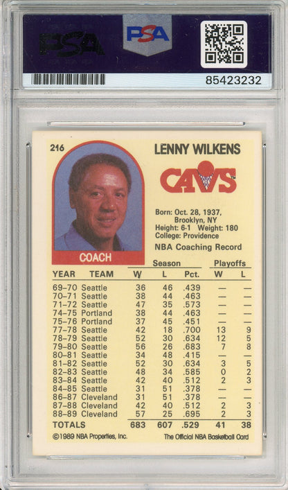 1989 NBA HOOPS LENNY WILKENS #216 CAVALIERS COACH HOF AUTOGRAPH PSA/DNA AUTHENTIC AUTO