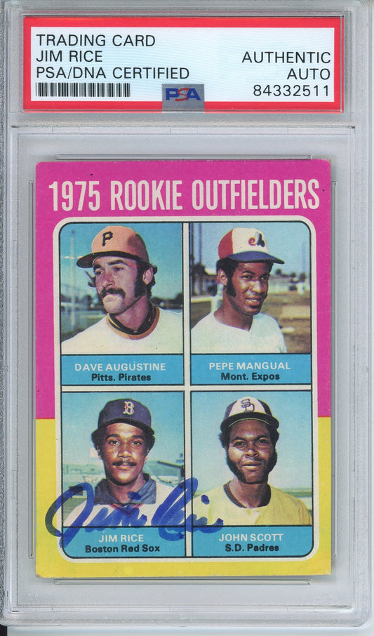 1975 TOPPS JIM RICE #616 ROOKIE HOF AUTOGRAPH PSA/DNA