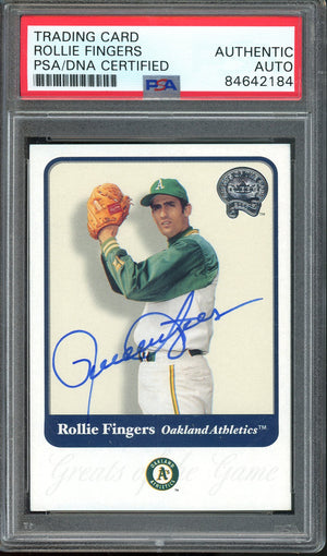 2001 FLEER ROLLIE FINGERS #21 HOF OAKLANDS A'S PSA/DNA AUTHENTIC AUTO