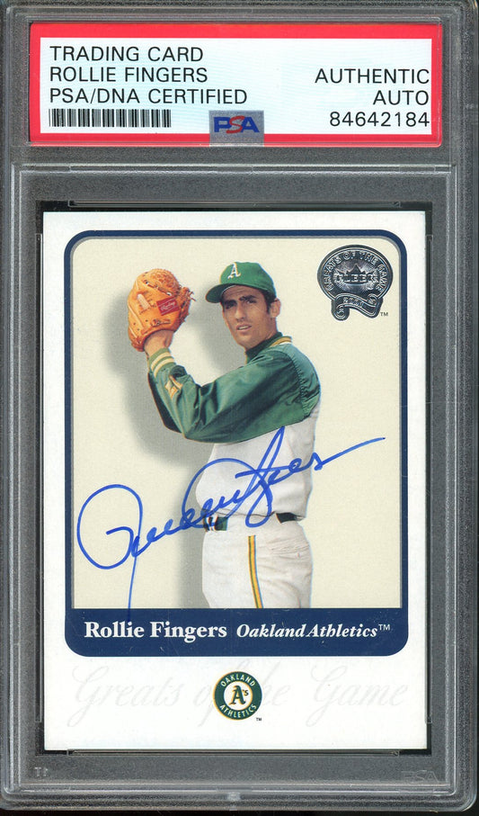 2001 FLEER ROLLIE FINGERS #21 HOF OAKLANDS A'S PSA/DNA AUTHENTIC AUTO