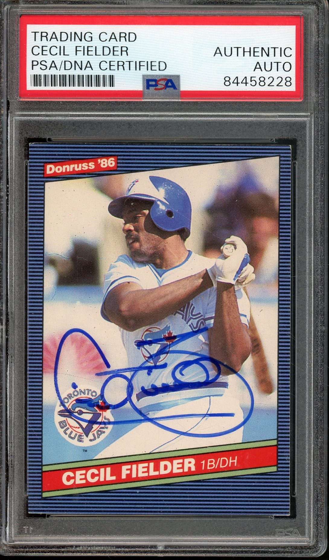1985 LEAF-DONRUSS CECIL GRANT FIELDER #512 ROOKIE CARD BLUE JAYS AUTO PSA/DNA CERTIFIED