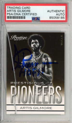 2014-14 PANINI PRESTIGE BASKETBALL ARTIS GILMORE #7 BULLS HOF AUTOGRAPHS PSA/DNA *CRACKED SLAB*