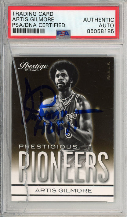 2014-14 PANINI PRESTIGE BASKETBALL ARTIS GILMORE #7 BULLS HOF AUTOGRAPHS PSA/DNA *CRACKED SLAB*