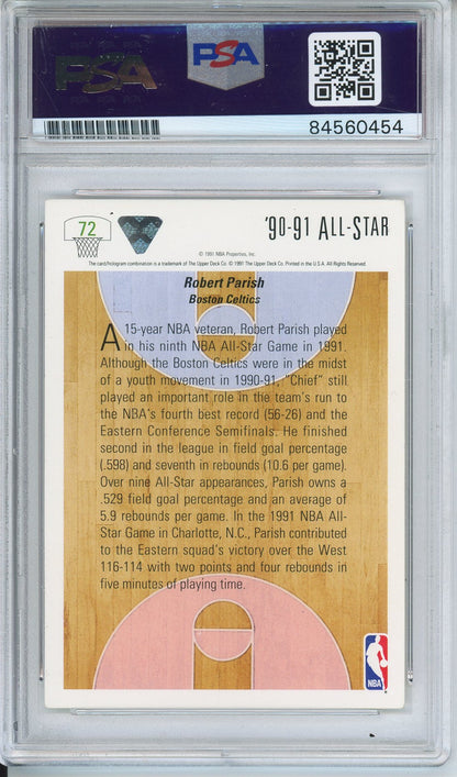 1991 UPPER DECK ROBERT PARISH #72 HOF AUTOGRAPH PSA/DNA