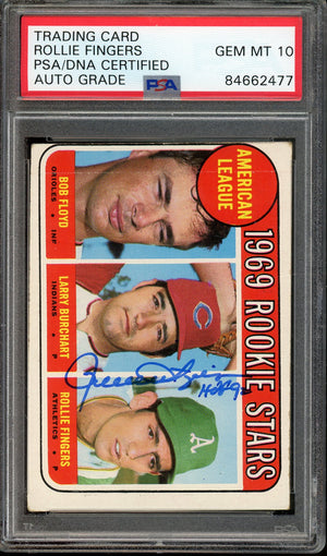 1969 TOPPS ROOKIE STARS #597 ROLLIE FINGERS ROOKIE CARD HOF AUTO PSA/DNA AUTO GRADE GEM MT 10