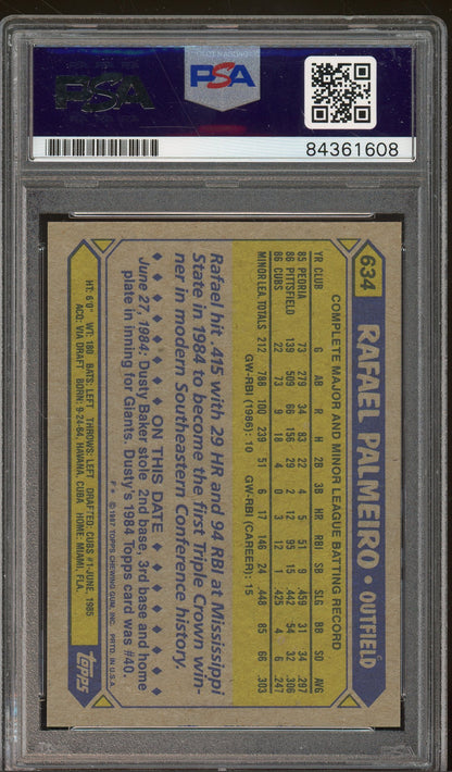 1987 Topps #634 Rafael Palmeiro Auto - PSA/DNA