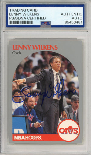 1990 NBA HOOPS LENNY WILKENS #309 COACH HOF AUTO PSA/DNA AUTHENTIC AUTO
