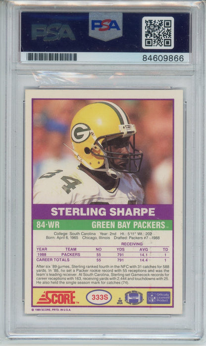 1989 SCORE SUPPLEMENTIAL STERLING SHARPE RC ROOKIE PSA DNA AUTO #333S