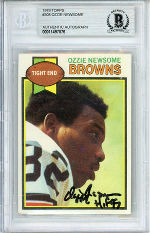 1979 TOPPS OZZIE NEWSOME #308 ROOKIE HOF AUTOGRAPH BECKETT