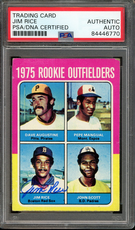 1975 TOPPS CHEWING GUM JIM RICE #615 ROOKIE CARD PSA/DNA AUTHENTIC AUTO RED SOX