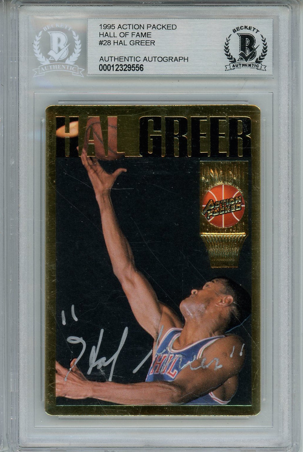 1995 ACTION PACKED HAL GREER #23 BAS AUTO SLABBED CARD