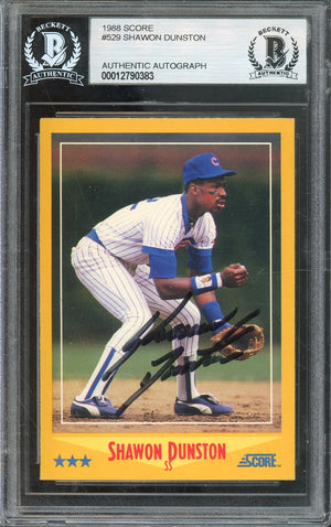 1988 SCORE SHAWON DUNSTON #529 CUBS HALL OF FAME AUTO BGS AUTHENTIC