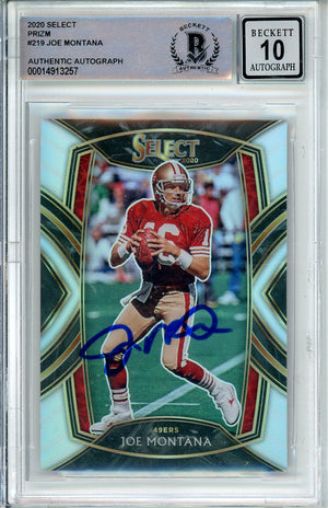 2020 PANINI SELECT JOE MONTANA #219 HOF BECKETT AUTO GRADE 10