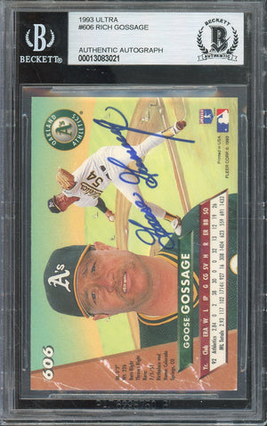 1993 ULTRA RICH GOSSAGE #606 HALL OF FAME OAKLAND A'S AUTO BGS AUTHENTIC