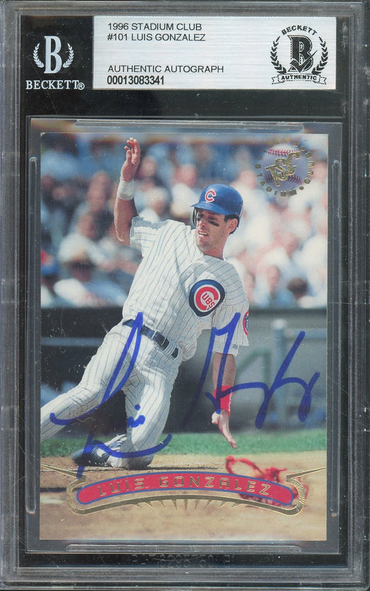1996 STADIUM CLUB LUIS GONZALEZ #101 DIAMONDBACKS HOF AUTO BGS AUTHENTIC