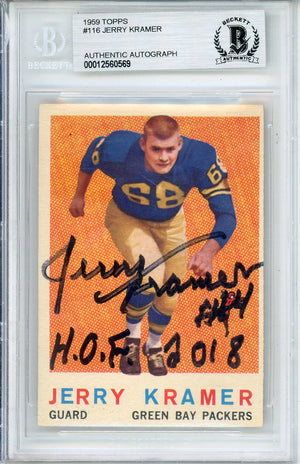 1959 TOPPS JERRY KRAMER #116 HOF ROOKIE AUTOGRAPH BECKETT