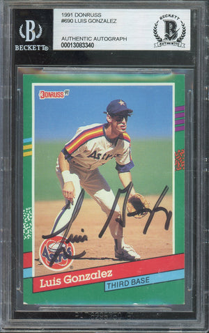 1991 DONRUSS LUIS GONZALEZ  #690 DIAMONDBACKS HOF AUTO BGS AUTHENTIC