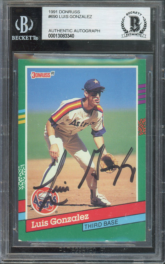 1991 DONRUSS LUIS GONZALEZ  #690 DIAMONDBACKS HOF AUTO BGS AUTHENTIC