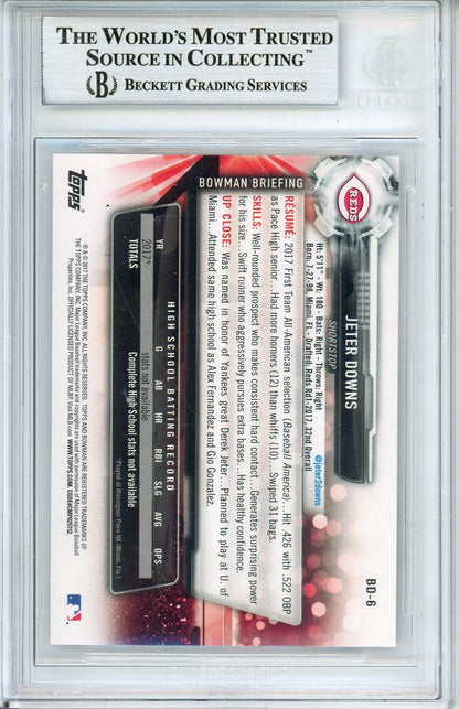 2017 BOWMAN DRAFT JETER DOWNS #BD6 1ST BOWMAN ROOKIE AUTOGRAPH BECKETT