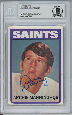 1972 TOPPS ARCHIE MANNING ROOKIE RC #55 BAS AUTO